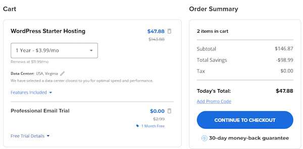 Choosing your settings and package