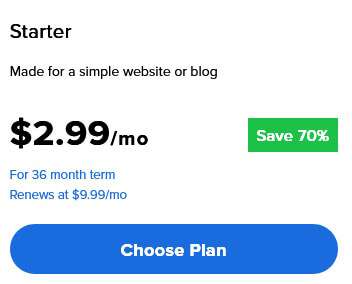 pick a hosting plan from Bluehost